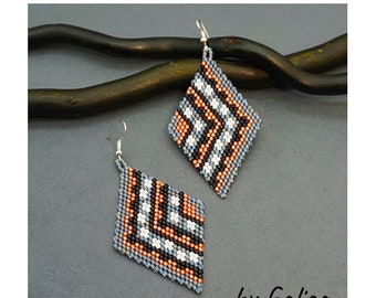 Beaded earrings pattern, Beading pattern, Geometric Seed bead pattern, Digital Jewelry pattern Diamond earring tutorial download pdf pattern