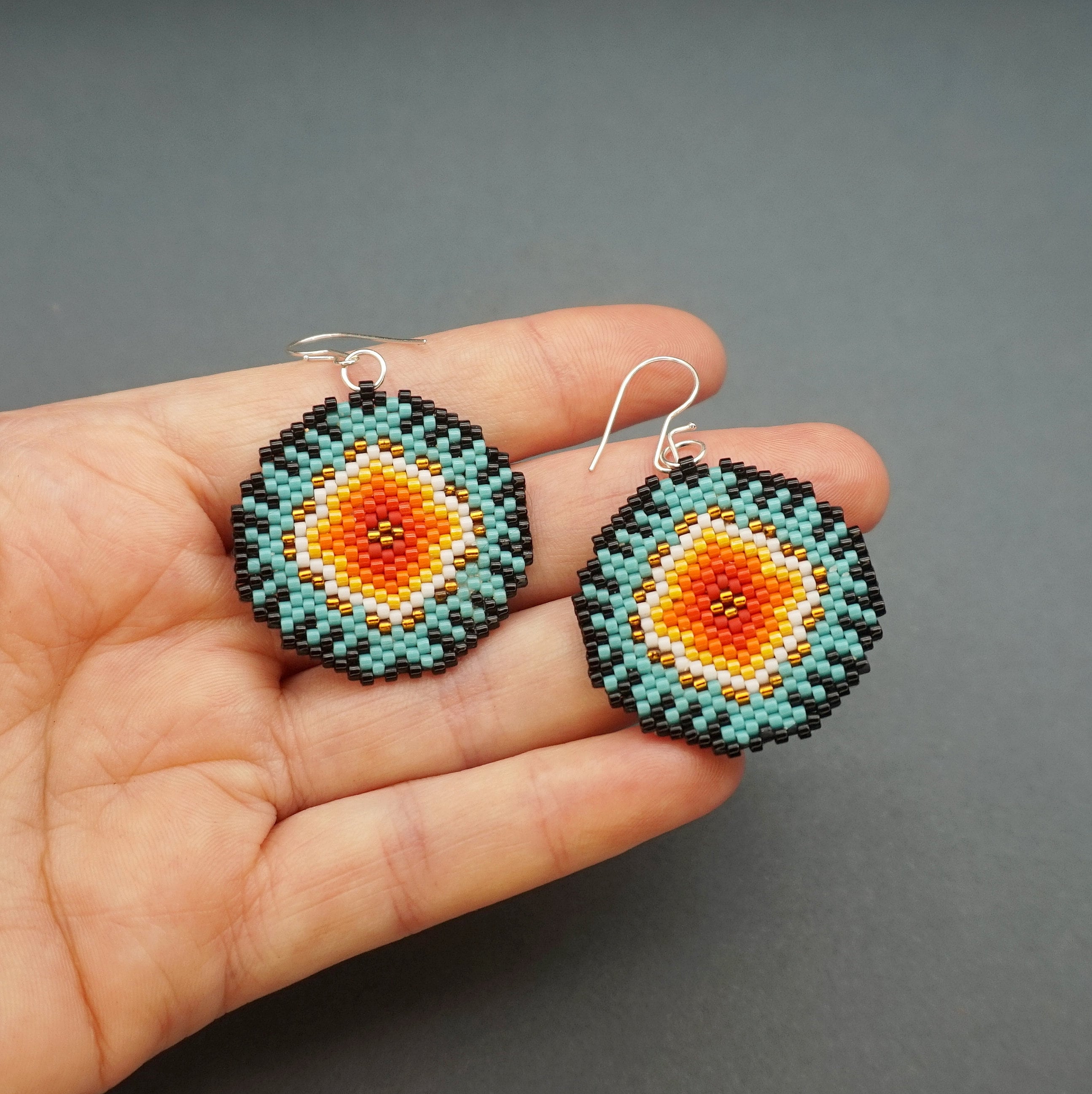 Beaded Earrings Pattern Round Summer Sea Sun Seed Bead Schema DIY ...