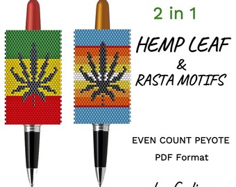 Pen Cover Patterns For Beading Patterns For Pen Wrap Rasta Bead Pen Patterns Hemp Leaf Rastafari