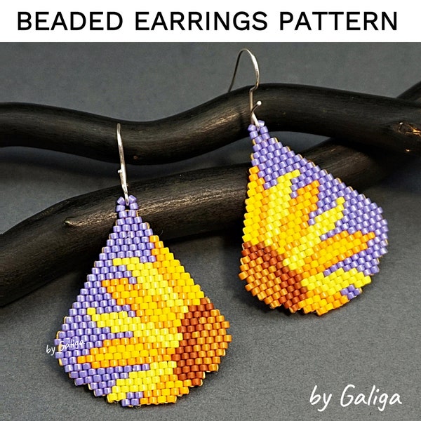 Sunflower Teardrop Beaded earrings pattern Beading Design Seed bead DIY Jewelry NMakring Drop brick stitch Beadwork earrings diy beadwoven