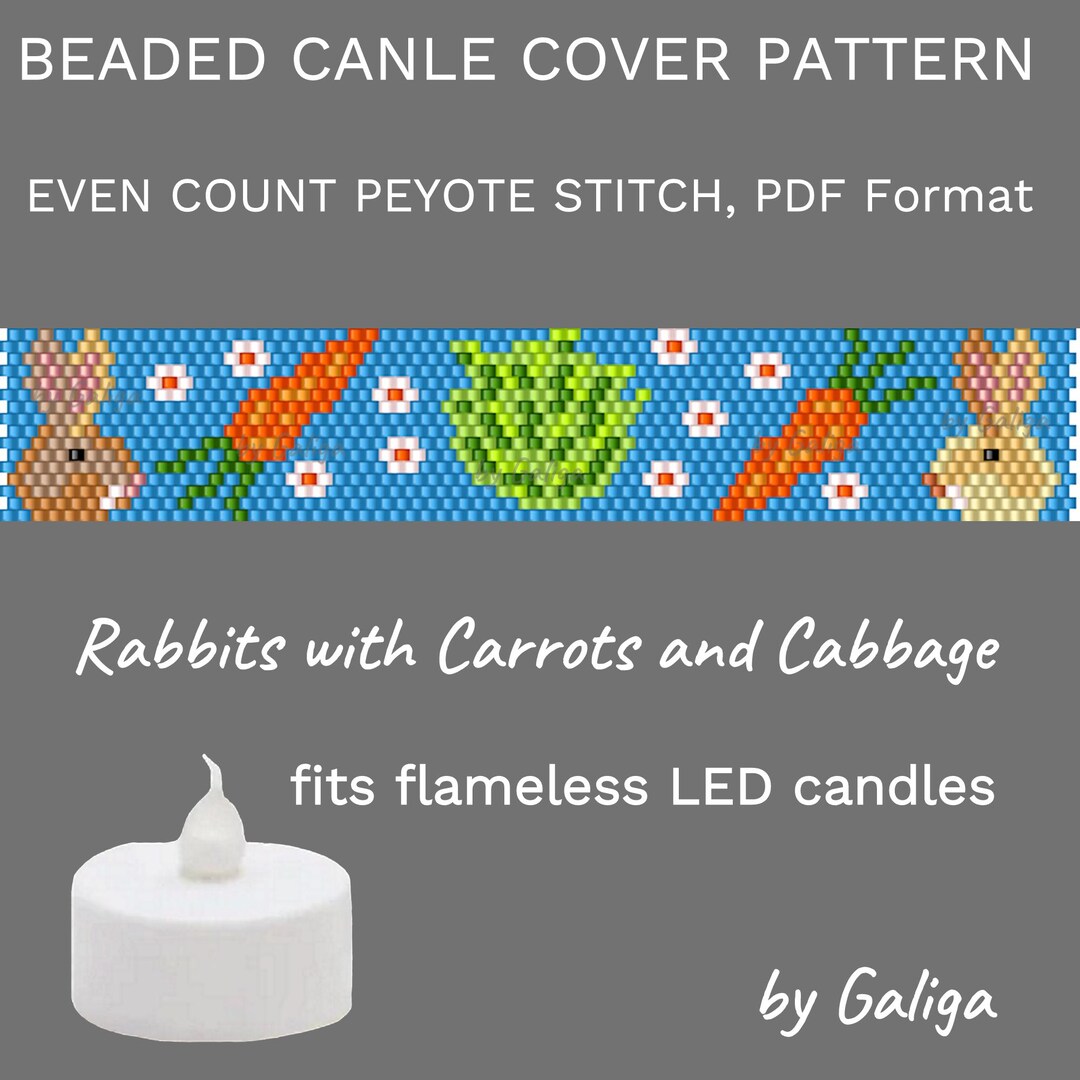 Bunnies With Carrot and Cabbage Beaded Candle Wrap Pattern Spring ...
