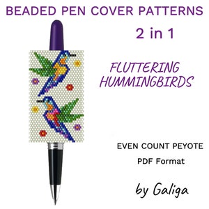 Hummingbird Pattern Beaded Pen Cover DIY Birds Bead Pen Wrap Ornament Birdwatcher Beading Crafts Do It Yorself Gardener Patterns Download