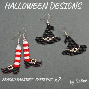 Hexe Ohrringe Muster Perlen Design Halloween DIY Accessorry Zauberer Hut und Beine Rocailles Perlen Schema Perlentabelle für Delica Perlenarbeiten