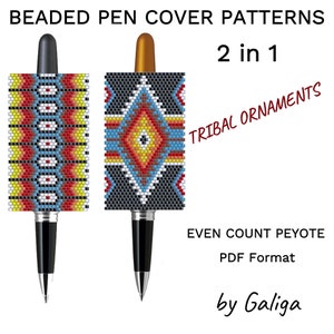 Peyote Pen Cover Patterns For Beading Patterns For Pen Wrap Bead Pen Patterns Ethnic Native Tribal Geometric PDF Instant Download