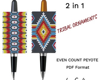 Peyote Pen Cover Patterns For Beading Patterns For Pen Wrap Bead Pen Patterns Ethnic Native Tribal Geometric PDF Instant Download