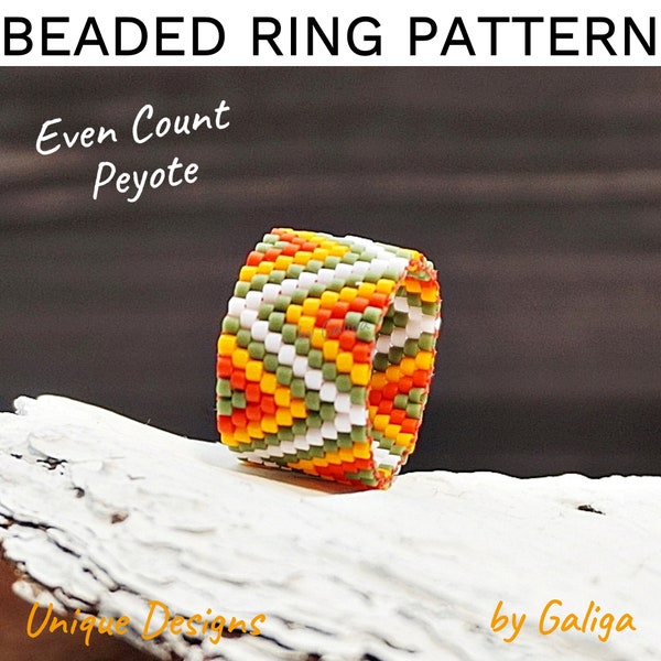 Beaded ring pattern Jewelry making Beading pattern Chevron ring instant download pdf Ethnic ring pattern Band ring Olive ring pattern diy