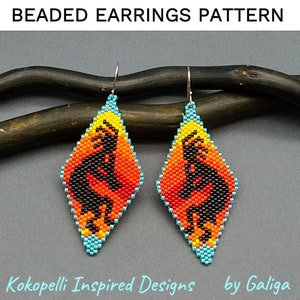 Kokopelli Beaded Pattern Earrings DIY Beading Digital Patterns Brick Stitch Colorful Designs Jewelry Making Ideas Native Style Beadwork