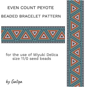 Peyote bracelet pattern for Beading pattern native pattern geometric pattern bracelet beadwork turquoise black jewelry pattern seed bead