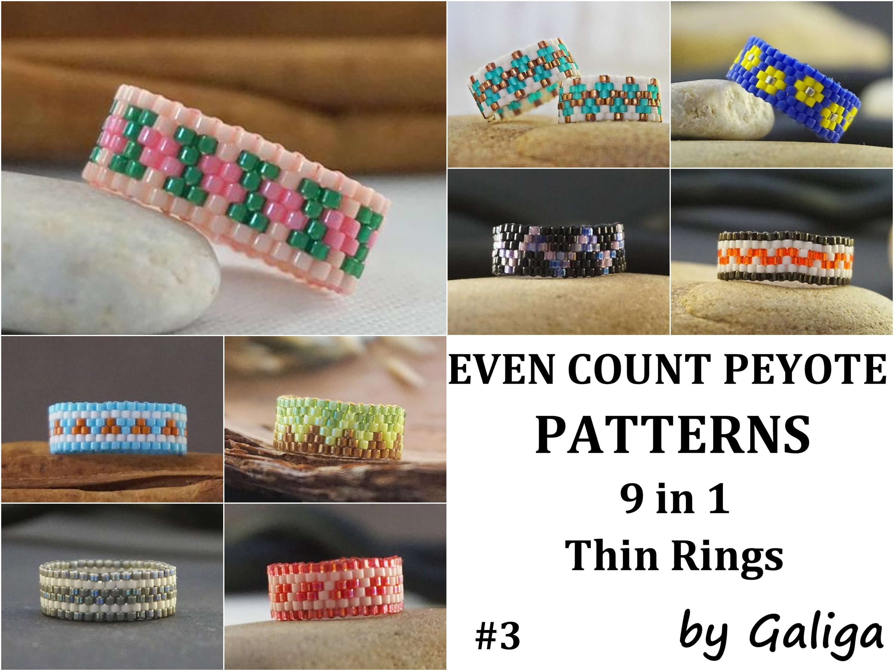 Beaded ring pattern Peyote ring pattern Digital pattern download pdf ring instructions Beading pattern Even count peyote pattern multicolor