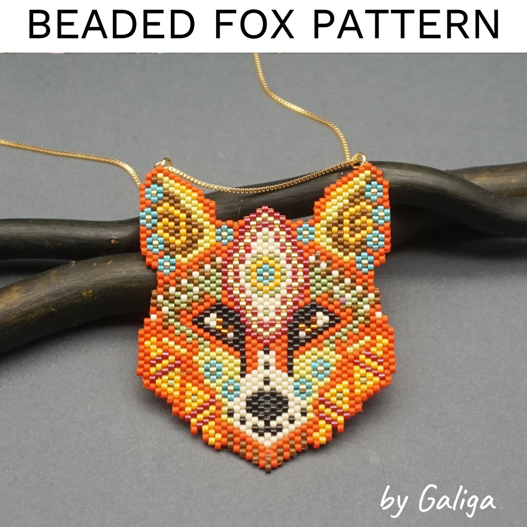 Beaded Fox Pattern Jewelry Making Beading Design Cute Fox Face Seed ...