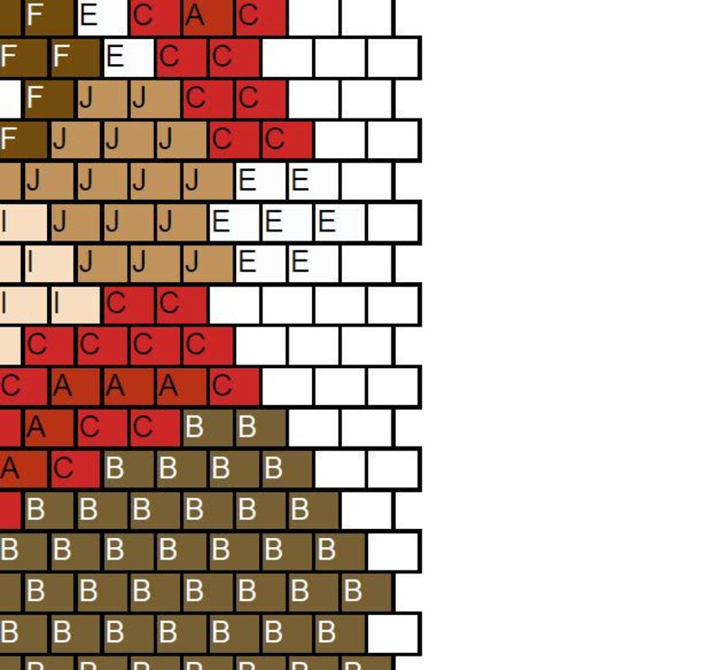 May include: A colorful brick pattern with a variety of colors including brown, red, white, and beige. The pattern is symmetrical and creates a visual design.