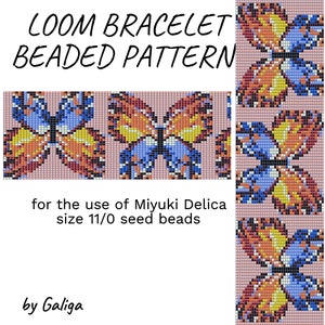 Butterfly bracelet pattern bead loom pattern Beading pattern colorful beaded butterfly pattern loom pattern beaded cuff pattern download