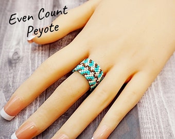 Even peyote seed bead ring pattern beaded jewelry making beading digital pattern beadwork rings patterns diy how to miyuki delica chart