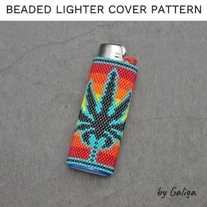 Gestileerd bladaanstekerpatroon turkoois en inheemse kleuren kralen aansteker hoes DIY vrede kraal aansteker mouw positieve energie aansteker hoes