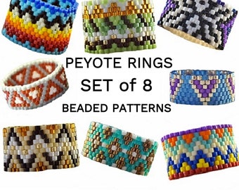 Peyote rings patterns Beading pattern Beaded rings Beadwork ring Jewelry patterns PDF Instant download Beadweaving pattern Seed bead ring #1