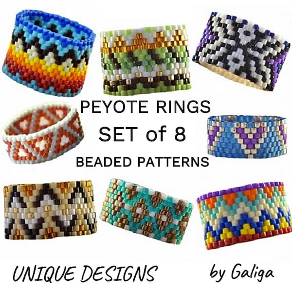 Peyote rings patterns Beading pattern Beaded rings Beadwork ring Jewelry patterns PDF Instant download Beadweaving pattern Seed bead ring #1