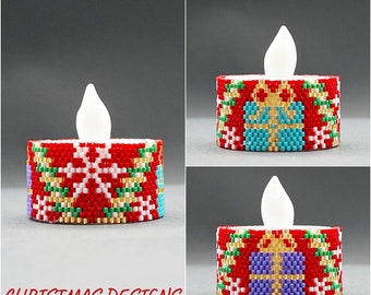 Christmas Gift Boxes Pattern For Battery Operated Tea Light Beading Candle Holder Tealight Cover Xmas Holiday Gift Ideas DIY Digital Pattern