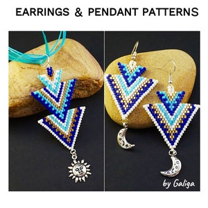Beaded earrings pattern beading pattern pendant pattern tribal earrings Brick stitch Delica seed bead pattern instant download pdf pattern