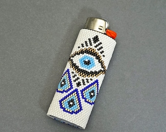 Evil Eye Lighter Cover Pattern Ethnic Lighter Beading Pattern Seed Bead Peyote Pattern Beadwork Beaded Pattern Digital Download DIY Lighters