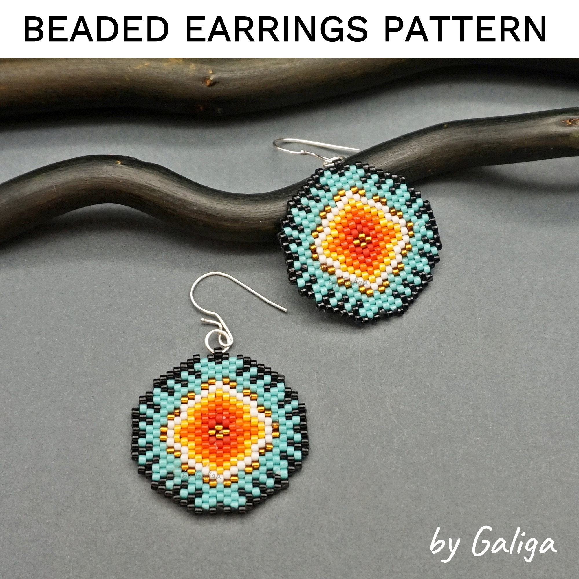 Beaded Earrings Pattern Round Summer Sea Sun Seed Bead Schema DIY ...