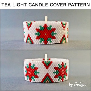 クリスマス フラワー ポインセチア DIY ティーライト ホルダー ペヨーテ パターン クリスマス ビーズ キャンドル ホルダー ビーズ パターン ビーズ細工 ホリデー キャンドル