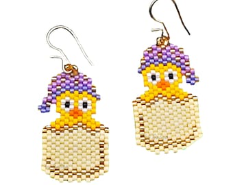 Osterküken Backstein Stitch Perlenohrringe Muster Peyote Frühling Urlaub Perlenmuster Perle Accessoire Digitale Dekoration Wohndeko diy