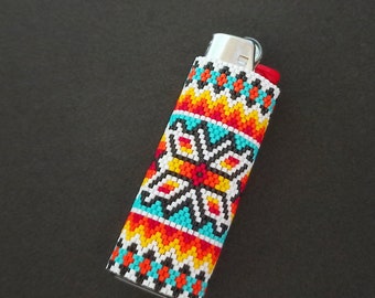 Lighter Cover Pattern Ethnic Lighter Beading Pattern Tribal Seed Bead Peyote Pattern Beadwork DIY Beaded Pattern Digital Download DIY