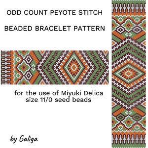 Tribal bracelet pattern for beading Peyote stitch pattern digital pdf ethnic bracelet Wide cuff pattern beaded jewelry pattern beadwork