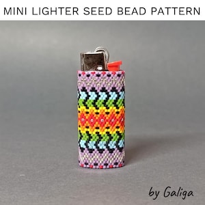 Mini Lighter Cover Beaded Pattern Seed Bead Delica Small Lighter Case Patterns Colorful Peyote Beading Crafts pdf instant download