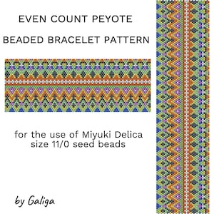 Peyote bracelet pattern tribal pattern ethnic bracelet pattern beading instructions wide cuff pattern hippie pattern folk pattern digital