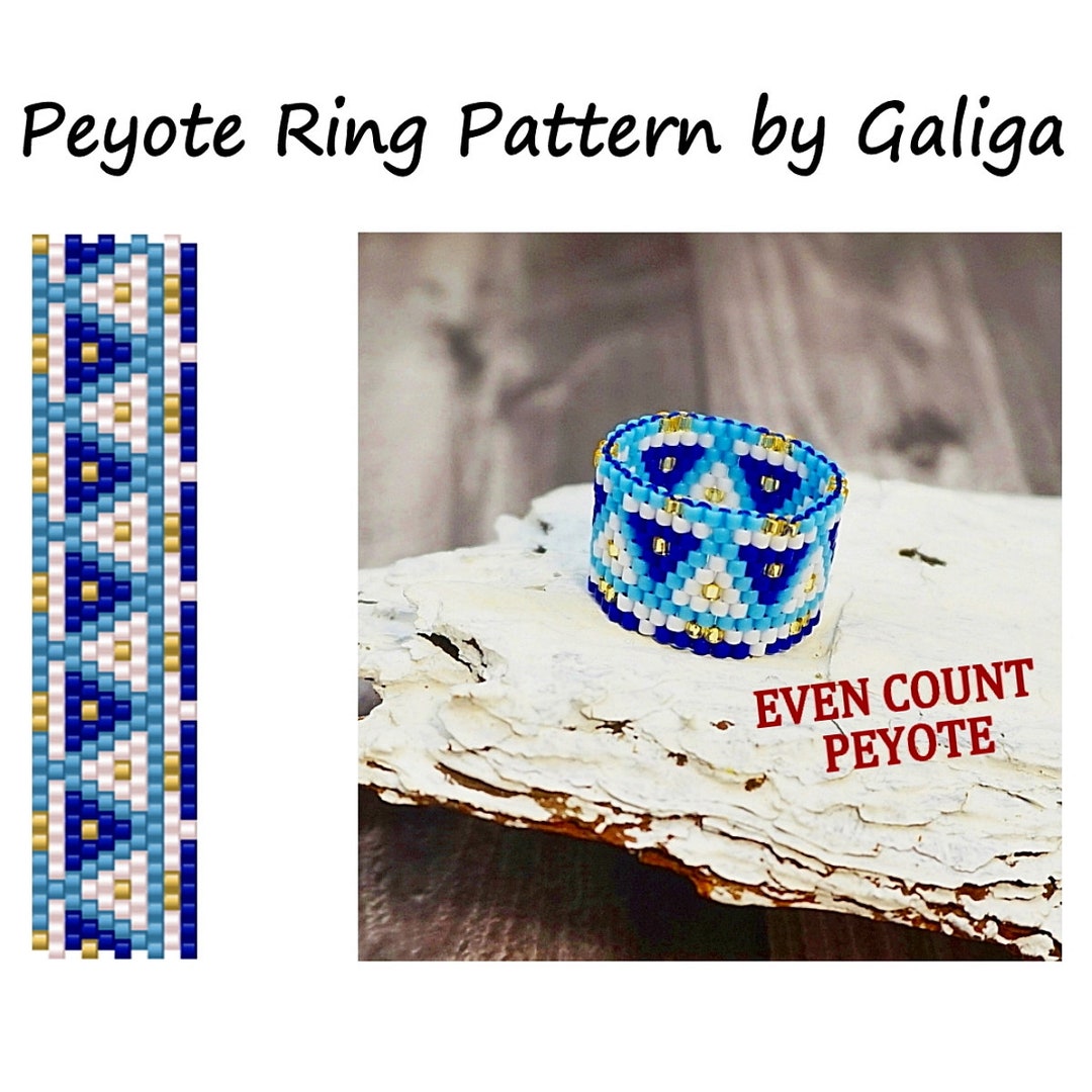 Blue Beaded Ring Pattern Even Count Peyote Beading Jewelry - Etsy