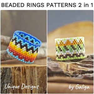Peyote rings patterns Beading pattern Beaded ring Beadwork patterns Jewelry pattern Instant download Pdf pattern Diy ring Bead pattern