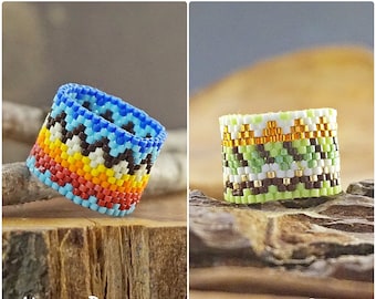 Peyote rings patterns Beading pattern Beaded ring Beadwork patterns Jewelry pattern Instant download Pdf pattern Diy ring Bead pattern