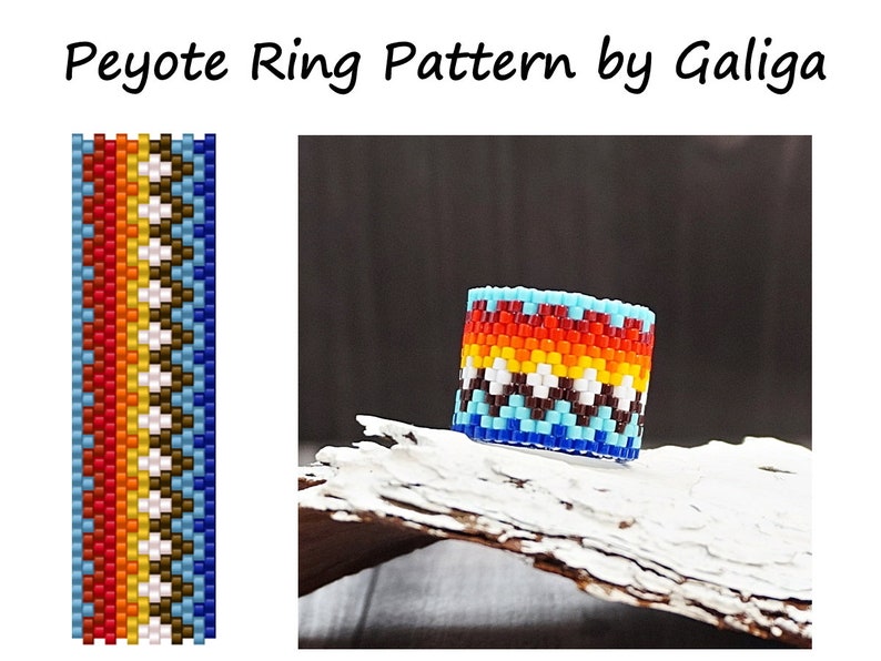 Colorful Beaded Ring Pattern Wide Seed Bead Ring Pattern Etsy