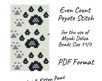 Cat Paws Beaded Pen Cover Pattern Seed Bead Kitten DIY Beadwork Accessory Design Beading Crafts Make Pen Wrap Cats Digital Patterns Peyote