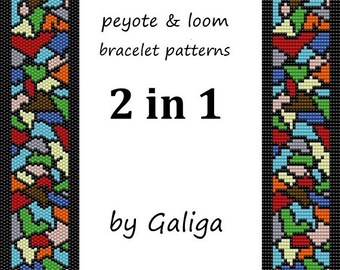 Beading pattern Peyote bracelet patterns Loom beading Instant download Pdf pattern Rainbow pattern Beaded pattern Stained glass pattern