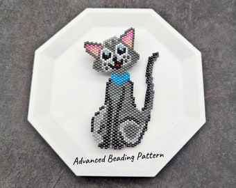 Pretty Slender Cat Beaded Pattern DIY Jewelry Design Seed Bead Delica Beadwork Brooch Digital Pendant Beading Hair Pin Pattern