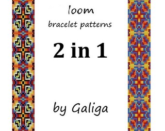 Hippie bracelet pattern Loom bracelet tutorial 2 in 1 pdf patterns Beading pattern How to make beaded bracelet Diy pattern Jewelry patterns