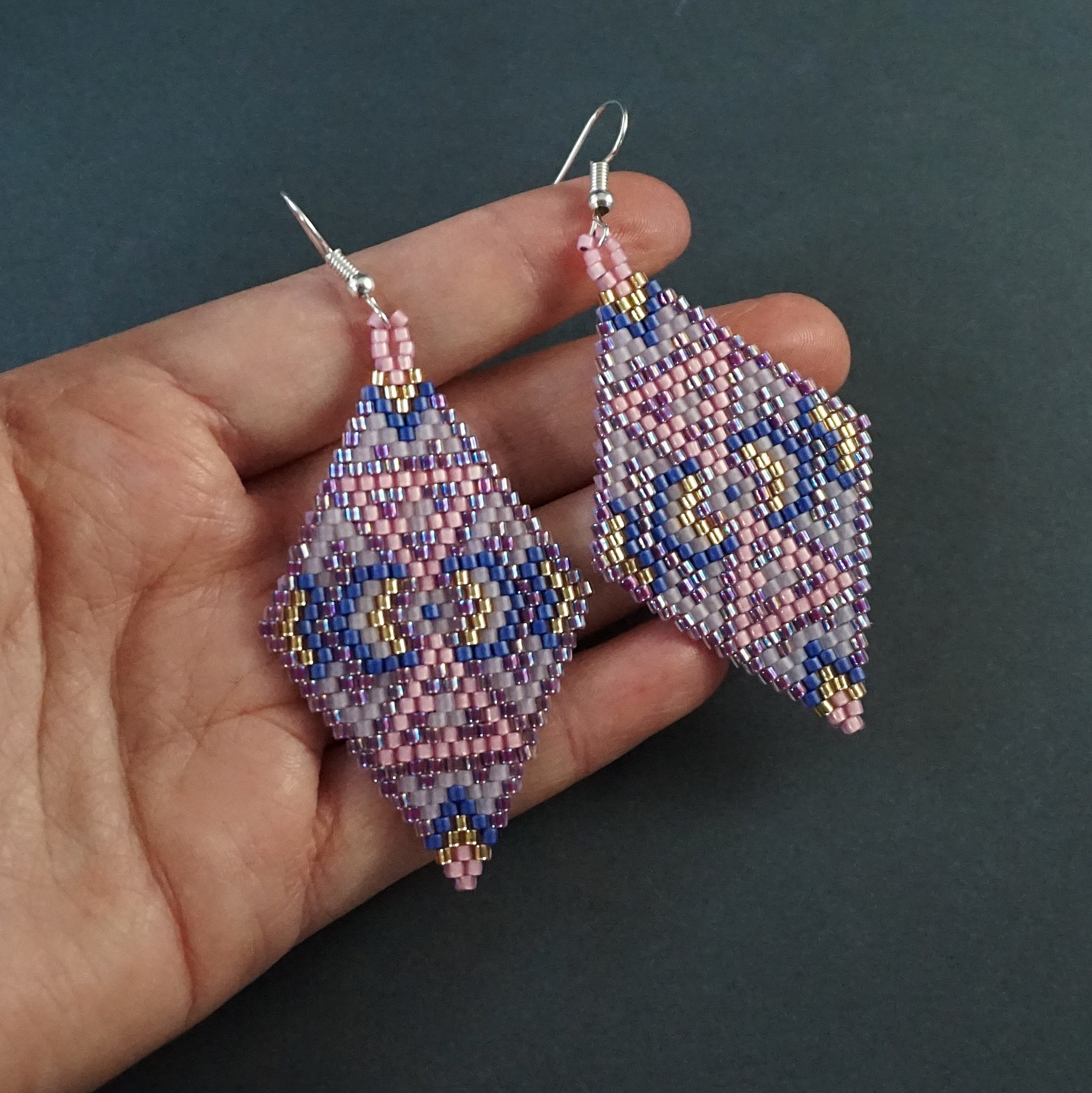 Geometric Beaded earrings patterns Beading pattern Seed bead | Etsy