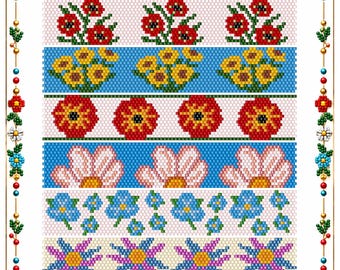 Beaded Candle Wrap Patterns Flower Set Beading Pattern Bundle Seed Bead Delica PDF