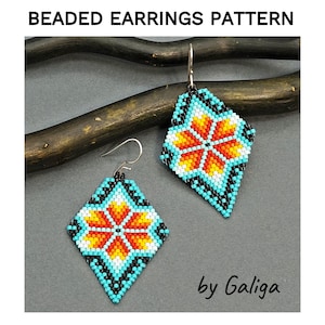 Beading earrings pattern floral native colors beaded earrings chart digital download seed bead necklace pattern beadwork brick stitch diy