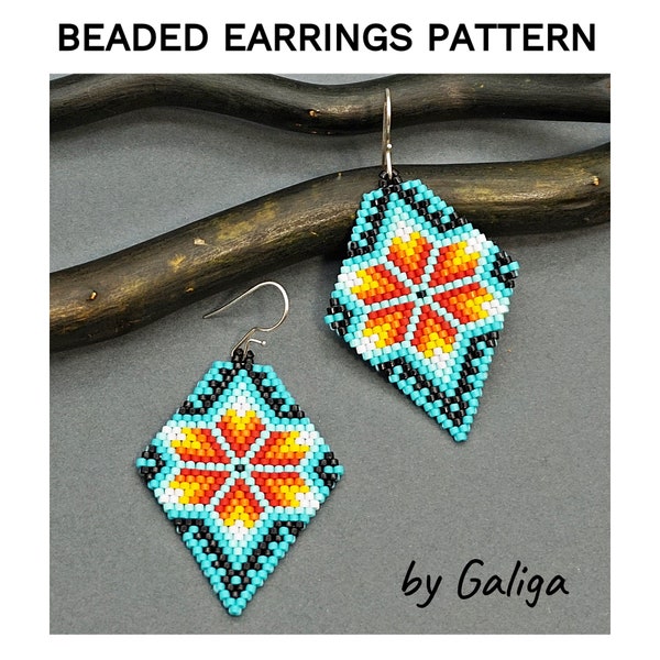 Beading earrings pattern floral native colors beaded earrings chart digital download seed bead necklace pattern beadwork brick stitch diy