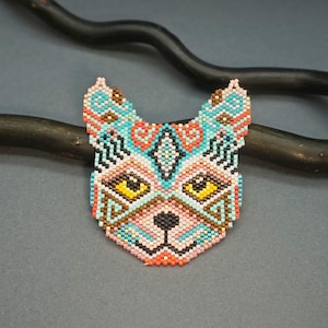 Beaded Cat Pattern Brick Stitch Jewelry Making DIY Pet Seed Bead Design