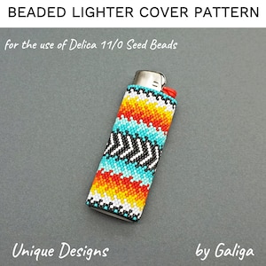 Colorful Lighter Cover Beading Pattern Lighter Case Seed Bead Peyote Pattern Beadwork Beaded Pattern Digital Download pdf bead chart