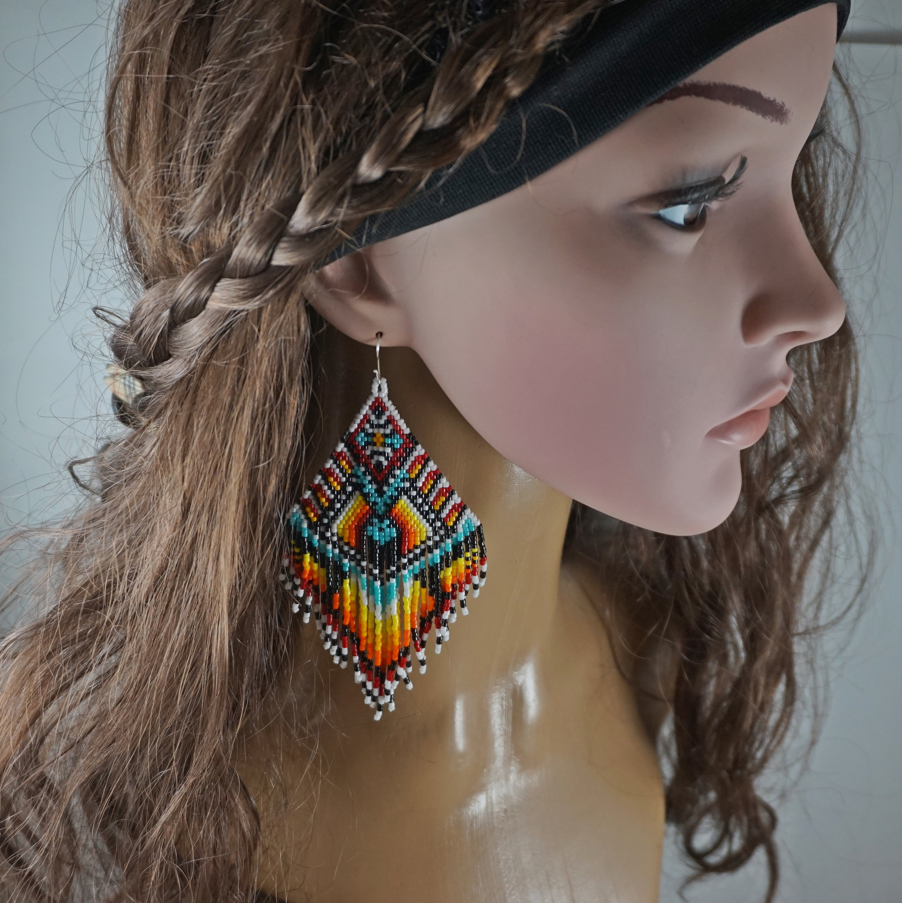 Beaded Fringe Earrings Pattern Ethnic Beaded Earrings Etsy