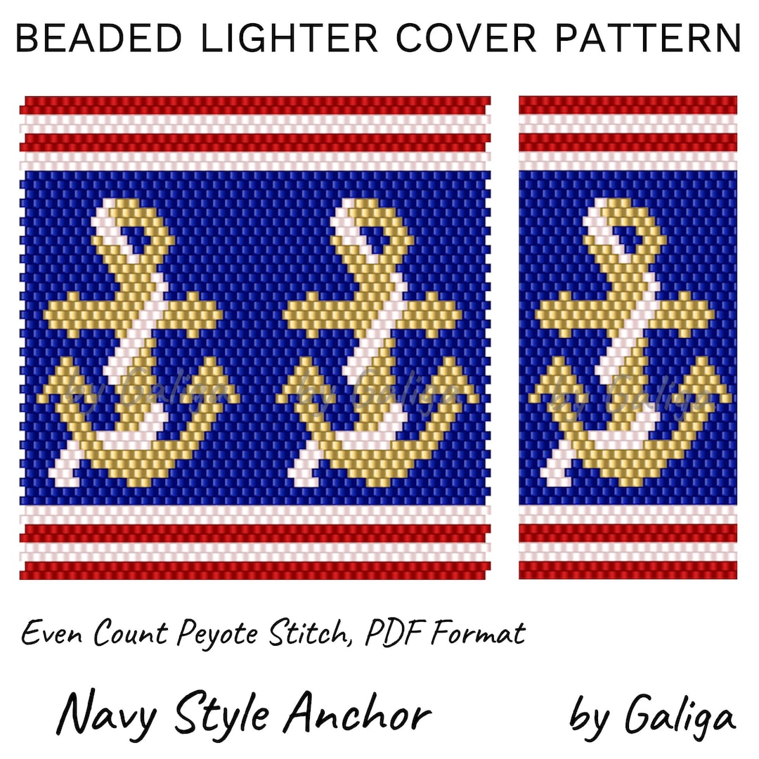 ビーズ付きライターカバーパターン ネイビースタイル アンカービーズ セーラーギフト DIY デザイン ライターケーススリーブ アメリカン愛国心 海  海洋アクセサリー - Etsy 日本, image size:1080x1080