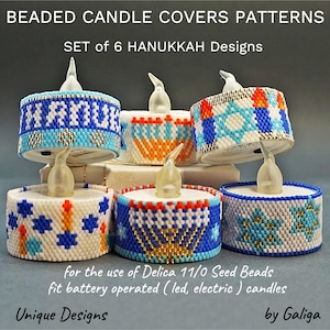 Modelli per portacandele di Hanukkah, modelli per copricandele con perline, modelli fai da te per avvolgere candele, perline per la festa ebraica Menorah Tealight