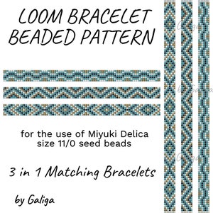 Loom patterns for beading 3 in 1 Layering bracelets patterns matching multi strand bracelet digital pattern pdf turquoise pattern rose gold