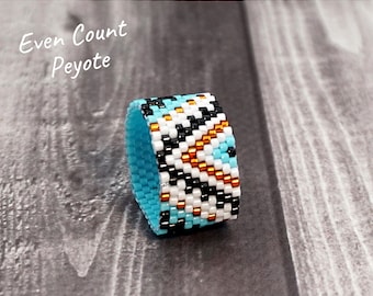 Even peyote stitch ring pattern Bead ring beaded patterns beading schema beadwork jewelry making beadwooven how to make ring seed bead ring