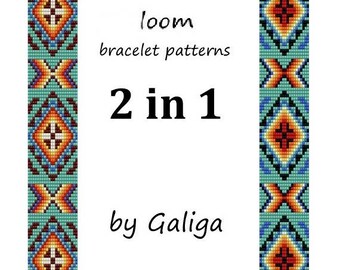 Huichol bracelet pattern Beaded cuff pattern Blue pattern Loom bracelet Loom pattern Mexican bracelet Jewelry beading tutorial download